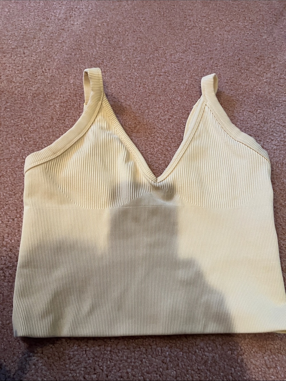 ALO Yoga Pale Yellow Ribbed V-Neck Camisole
